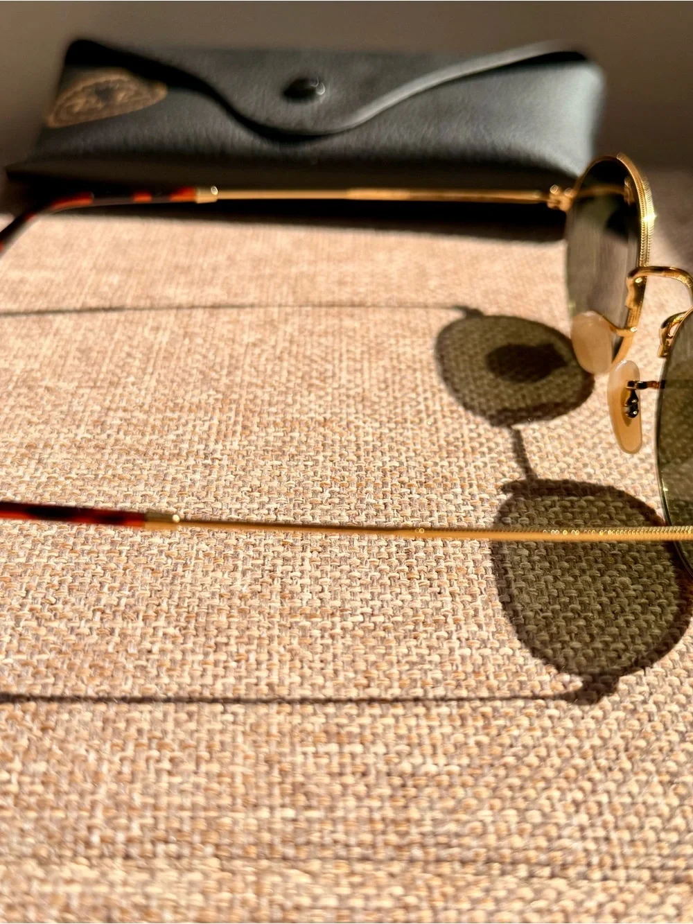 Ray-Ban RB3547 Gold Oval Sunglasses G-15 Green Lenses 51-21 Made Italy